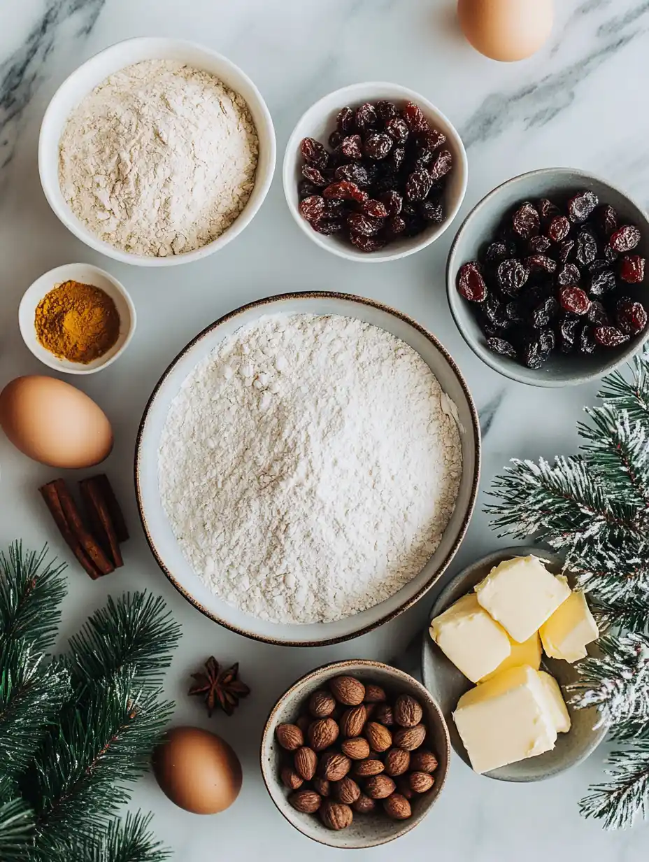 Ingredients for Christmas bread recipe