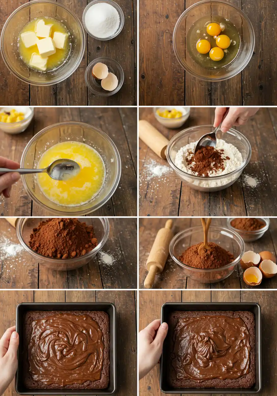Mixing brownie batter in one bowl
