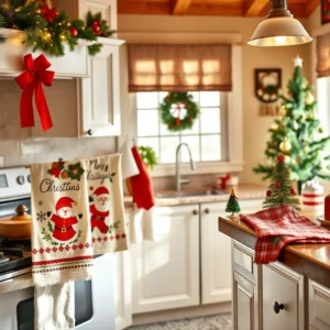 Festive Christmas Kitchen Towels on Display