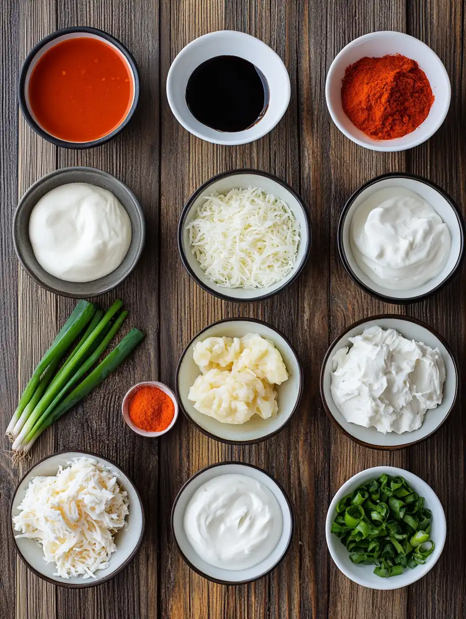 ingredients for crab rangoon dip laid out