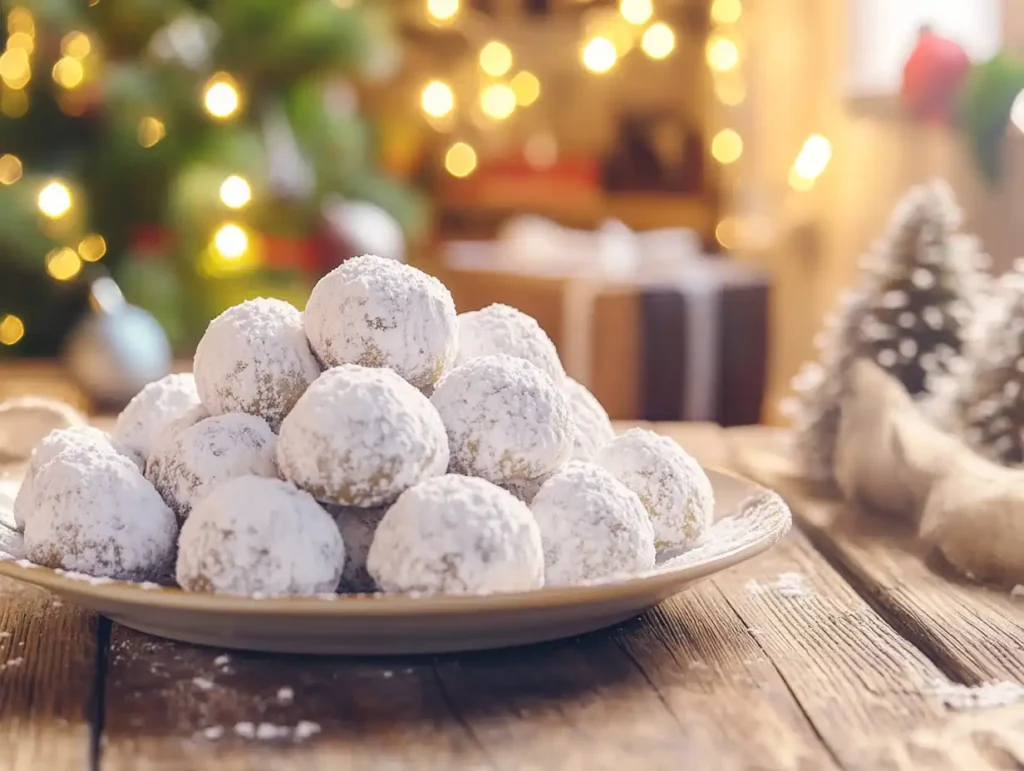 Snowball cookies recipe with powdered sugar coating
