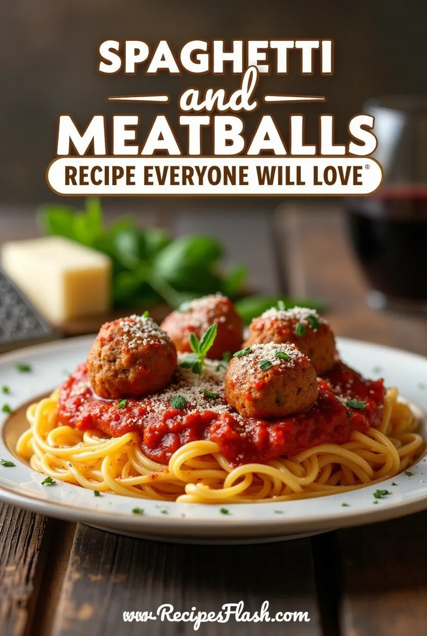 Fresh ingredients for a spaghetti and meatballs recipe, including ground beef, breadcrumbs, Parmesan, eggs, garlic, spaghetti, and marinara sauce.