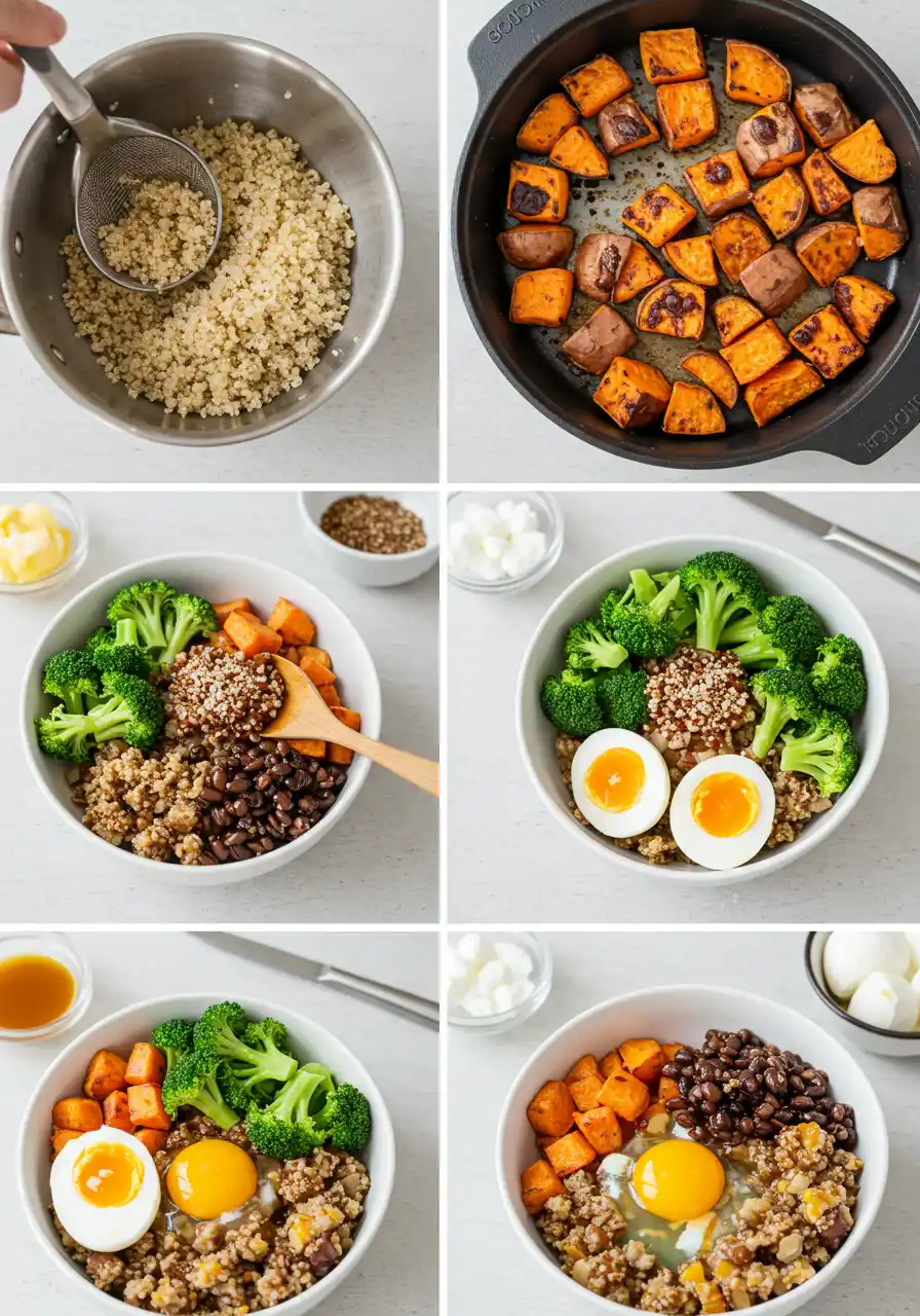 Step-by-step preparation of breakfast bowl