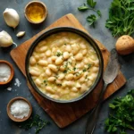 Creamy Butter Beans recipe card with finished dish