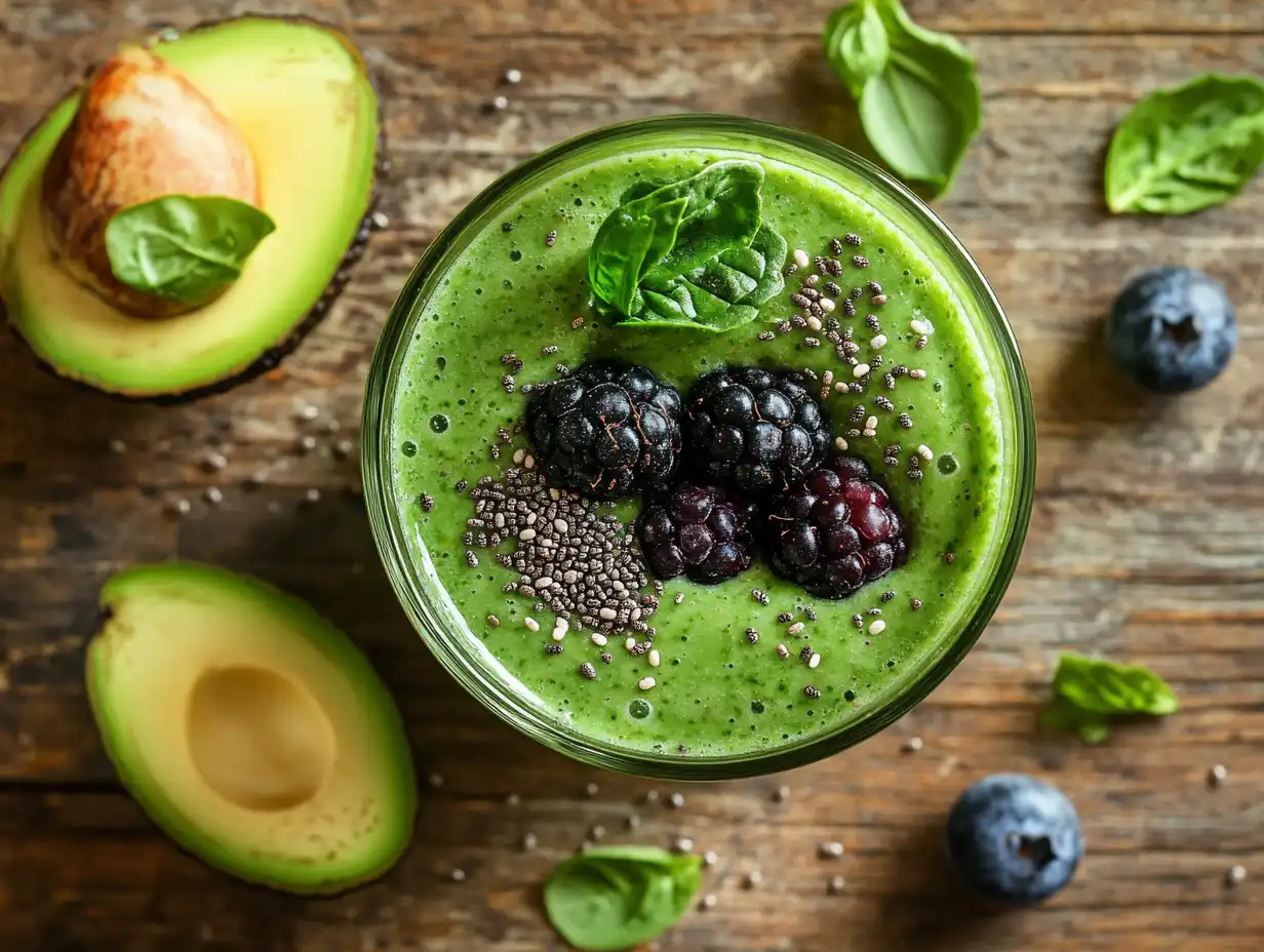 Natural Mounjaro Recipe smoothie with avocado and chia seeds