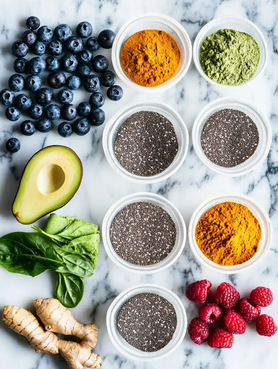 Ingredients for Natural Mounjaro Recipe laid out on table