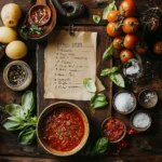 Recipe card next to Tram Sauce bowl