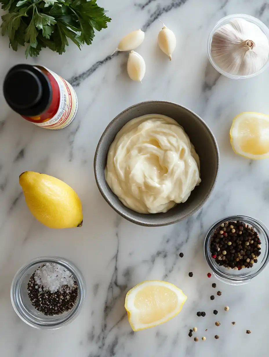 Tram sauce ingredients arranged on counter