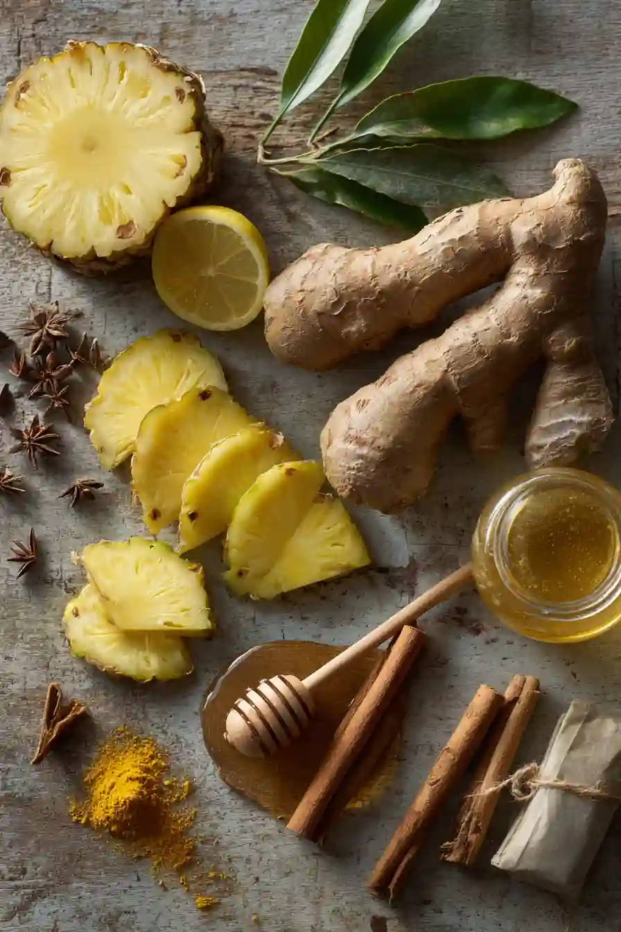Costa Rican Tea Ingredients Pineapple Ginger Turmeric Cinnamon