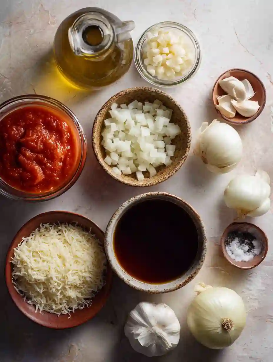 latlay of Palomino sauce ingredients on kitchen counter